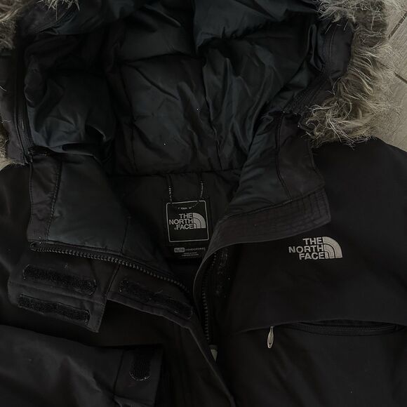 The North Face Jacket Womens XL Black Goose Down Faux Fur Coat Parka Hyvent - Picture 3 of 14